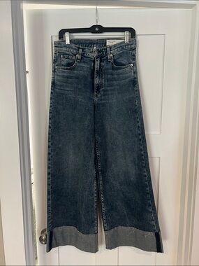 rag & bone Dark Blue Wide-Leg High-Rise Jeans